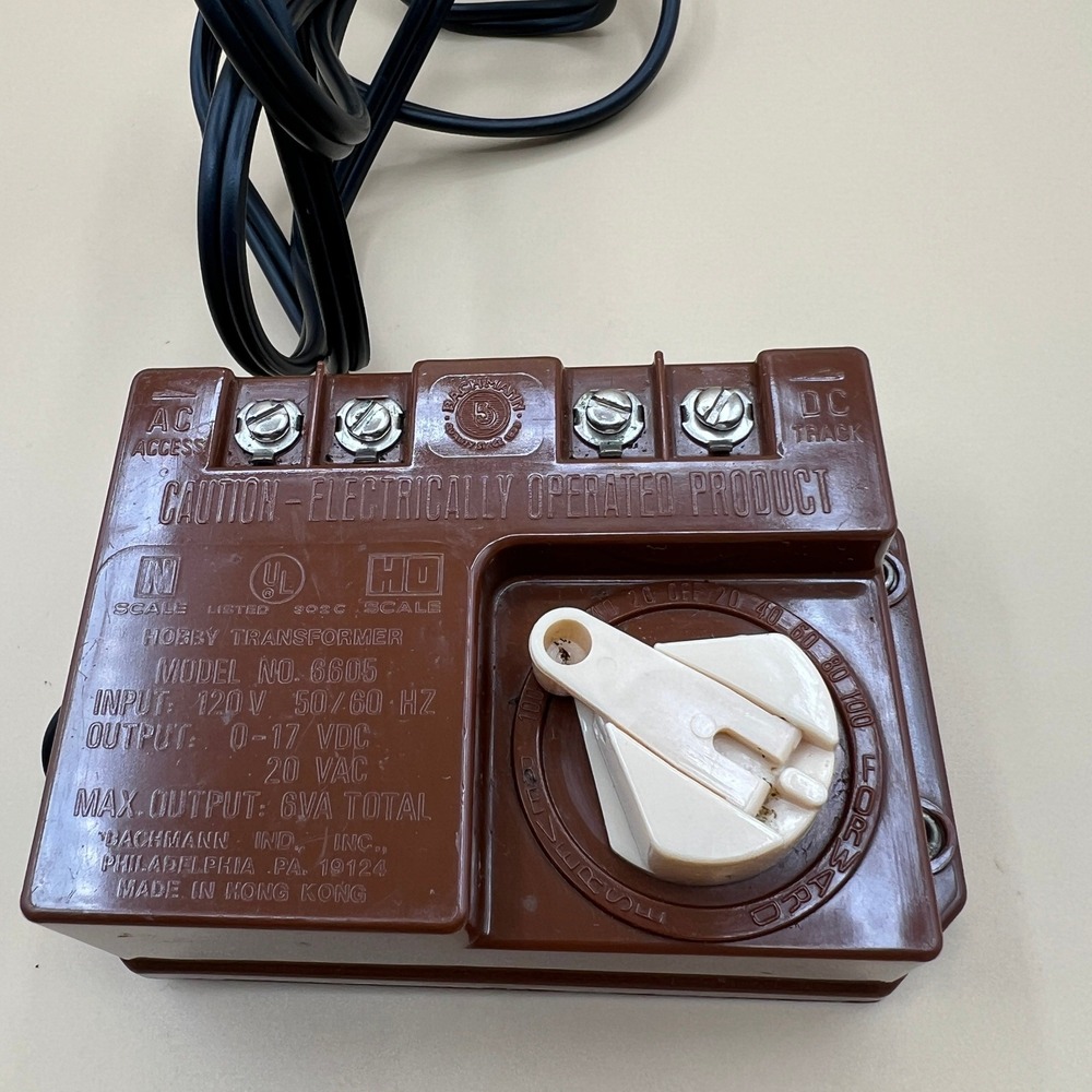 Bachmann 6605 Hobby Transformer Power Pack N HO Scale Train Controller Brown